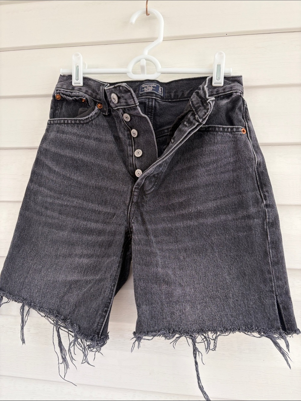 Abercrombie & Fitch Curve Love High Rise 9" Denim Shorts Black Wash Size 24/00 - Picture 3 of 11